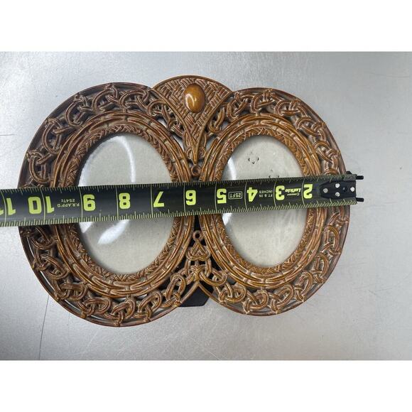 Vintage Oval Photo Standing Picture Frame Convex Bubble Glass Carved Wood - Picture 6 of 6